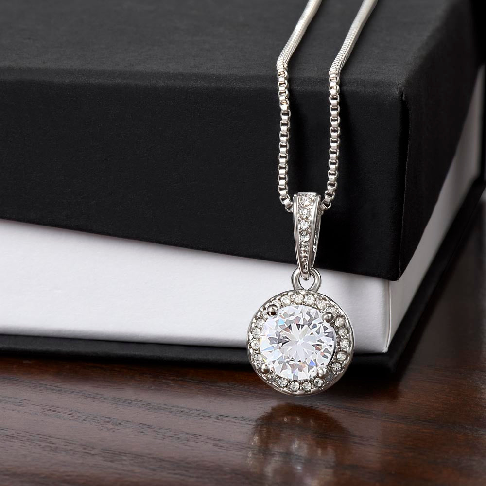 14k White Gold Eternal Hope Necklace with Cushion-Cut CZ Crystal – Adjustable Chain & Gift-Ready Box