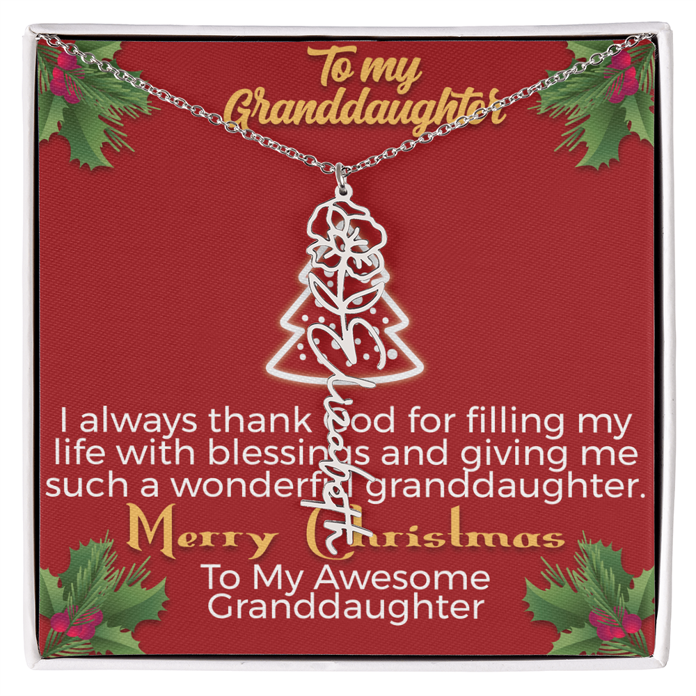 Personalized Flower Name Necklace for Granddaughter – A Christmas Gift to Treasure