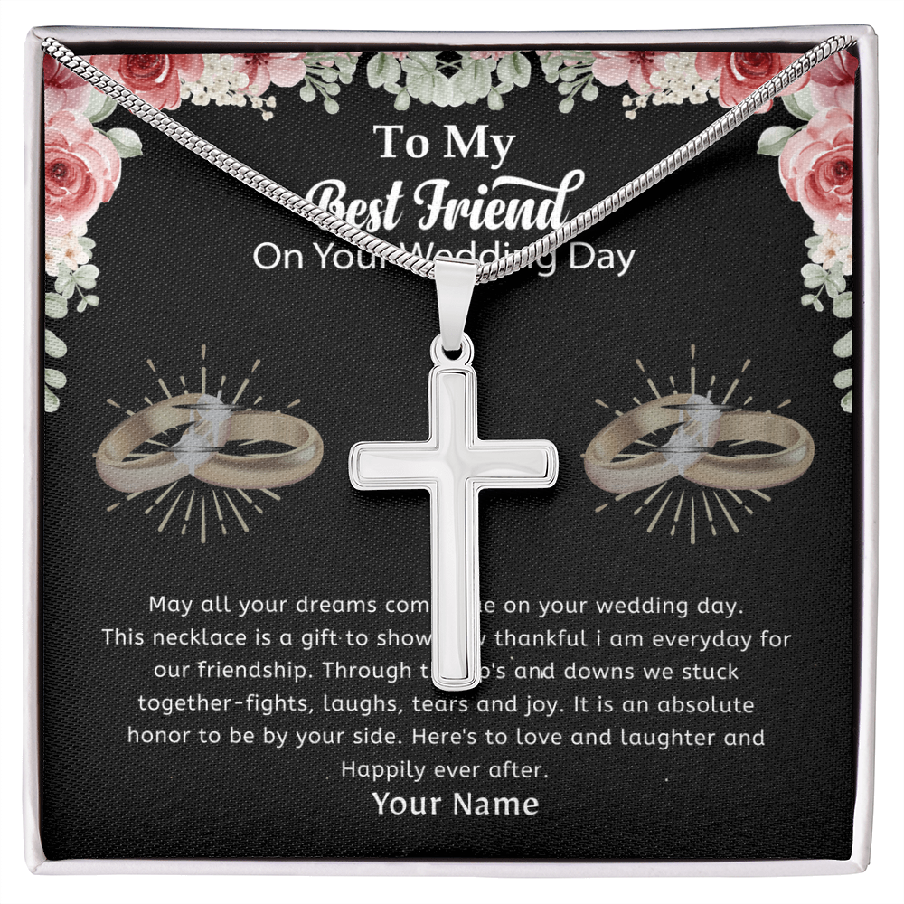 Personalized Stainless Steel Cross Necklace: A Meaningful Gift for Your Best Friend on His Wedding Day 💖