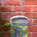 Personalized biology-themed tumbler with abstract science illustrations, featuring microorganisms, cells, and other biology-related symbols on a vibrant purple background. A great gift for biology enthusiasts, students, and science lovers.