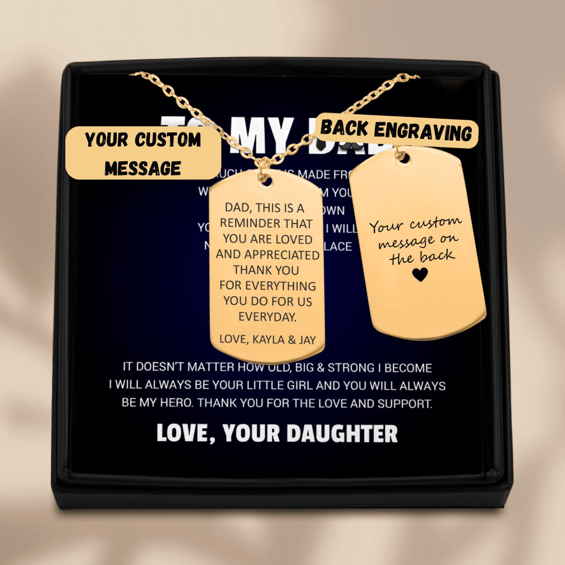 Personalized Necklace for Dad – Custom Engraved Jewelry for Christmas