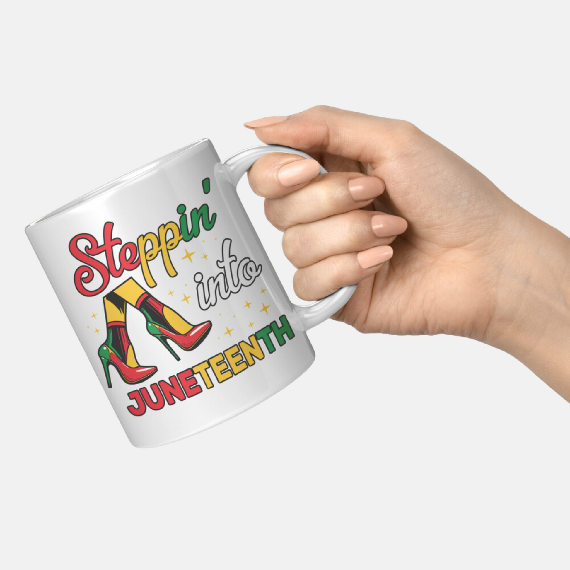 "Personalized 11 oz Juneteenth cup featuring a vibrant design celebrating freedom and heritage. Perfect for commemorating Juneteenth with a custom touch."

